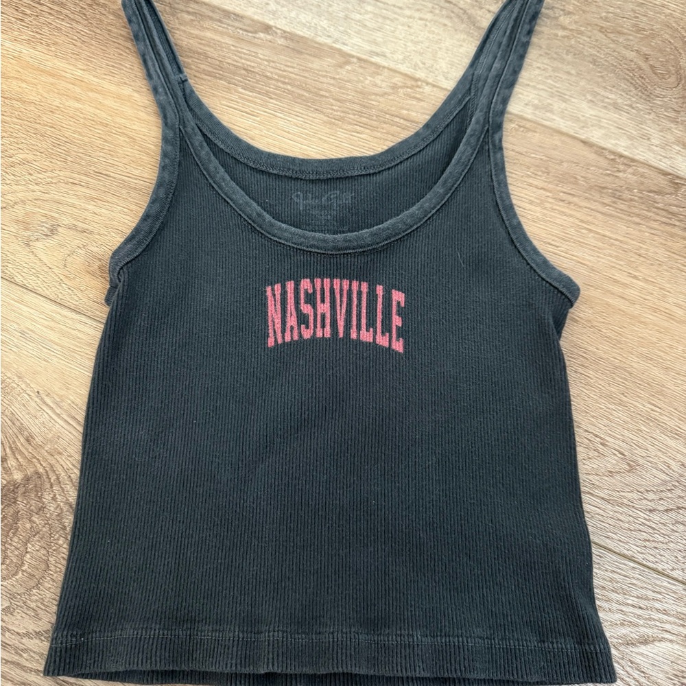 Brandy Melville Black Tank Top with Red Print